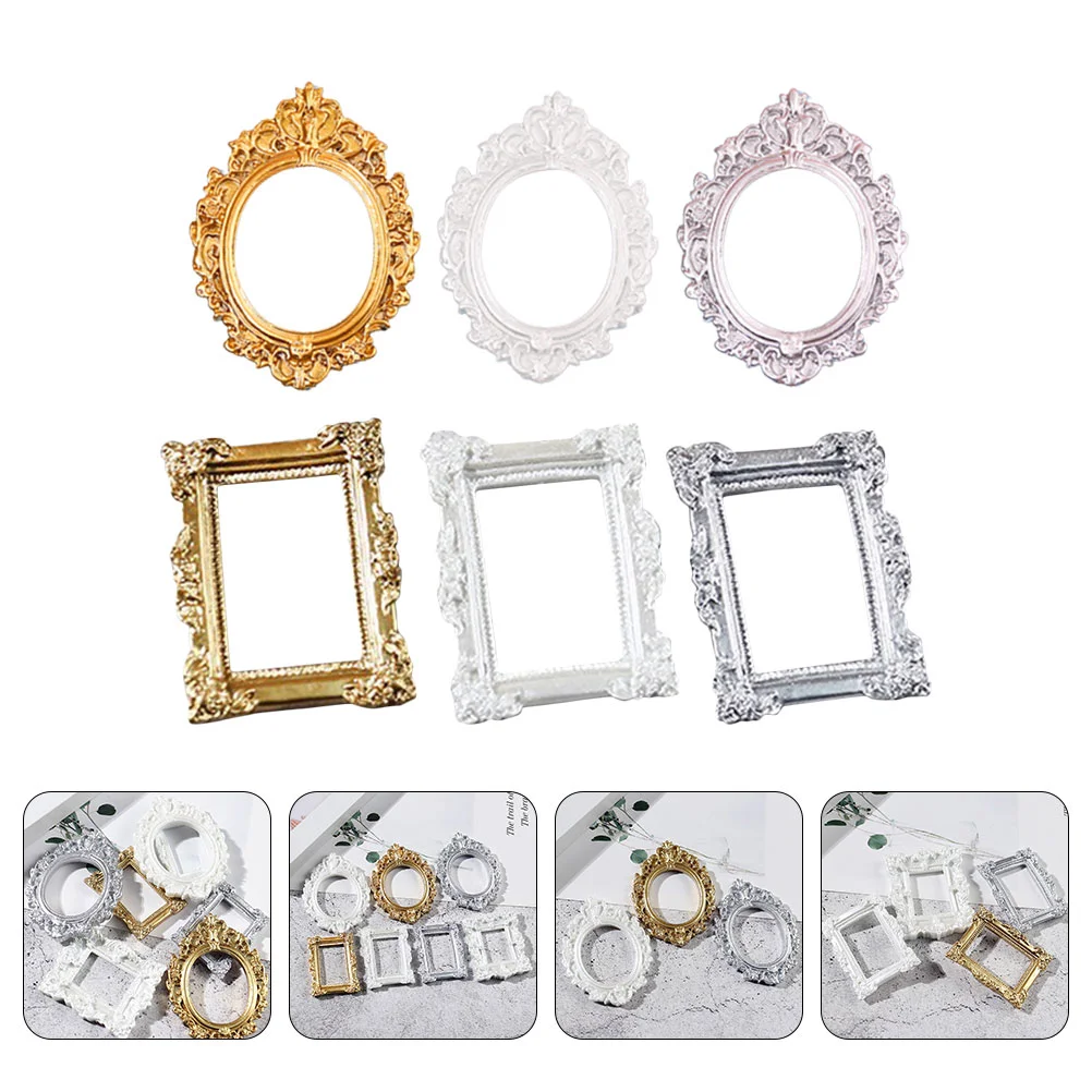 

6pcs Decorative DIY Baroque Style Vintage Miniature Photo Frame House Picture Frame