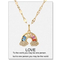 boho moon star sun rainbow necklace for women long chain stainless steel link copper gold color pendant collars punk couple men