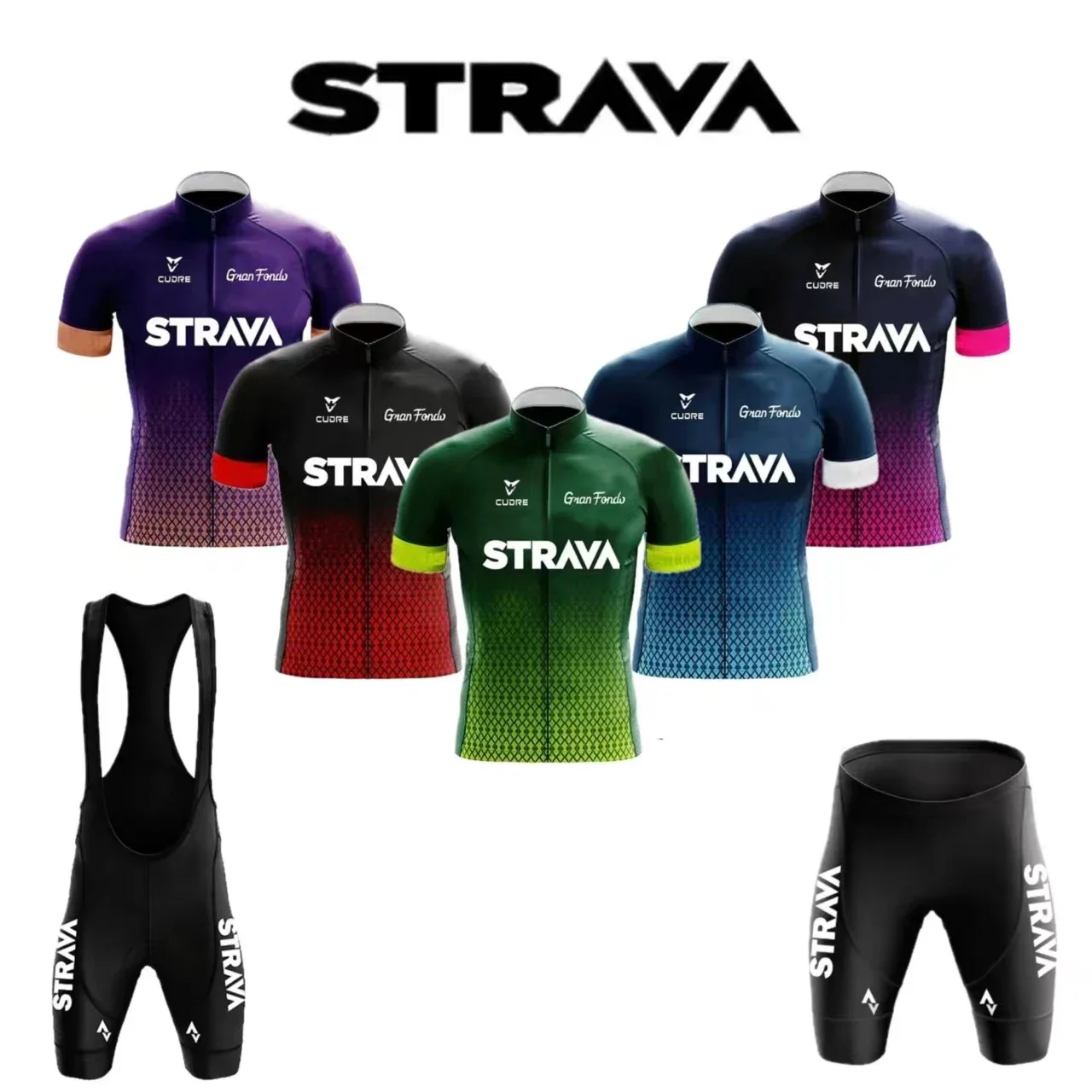 2024 Strava Men's Cycling Shirt Set Summer Breathable Absorb Quick Drying MTB Uniform Wear