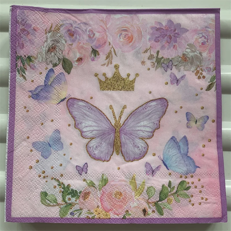 

decoupage wedding elegant tissue napkins paper butterfly flower purple handkerchief beautiful serviette birthday party cocktail