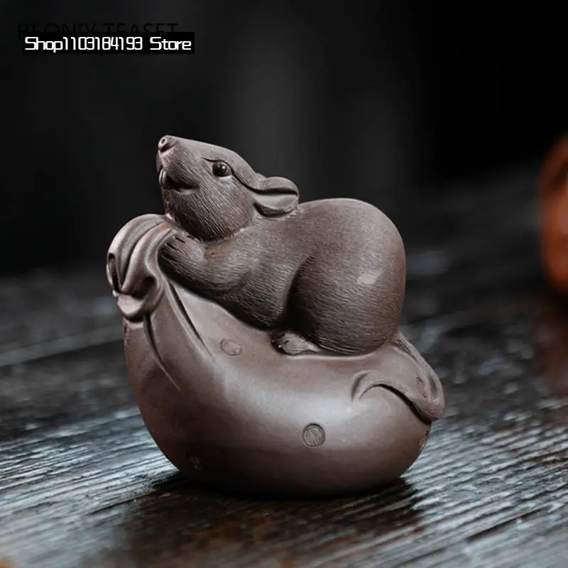 

Yixing Handmade Purple Clay Tea Pet Animal Model Sculpture Crafts Lucky Tea Figurine Ornaments Chinese Tea Set Decoration Gifts