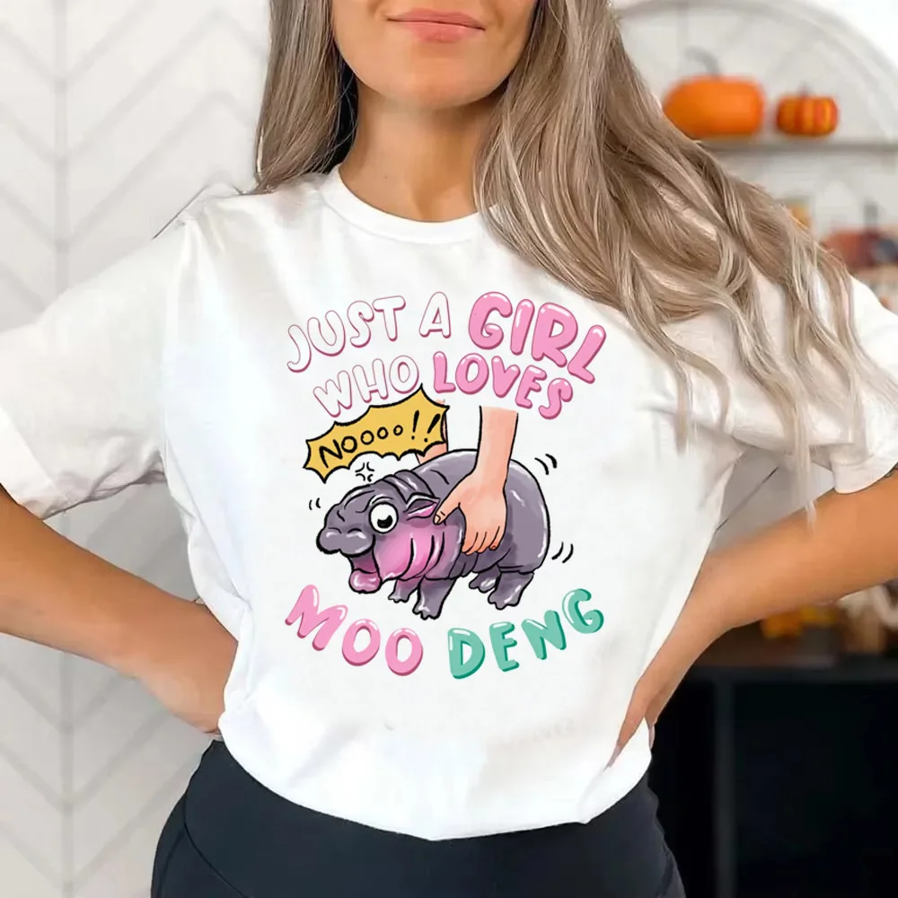Moo Deng top tees girl harajuku Grunge Comfortable Breathable t shirt Y2k anime streetwear University