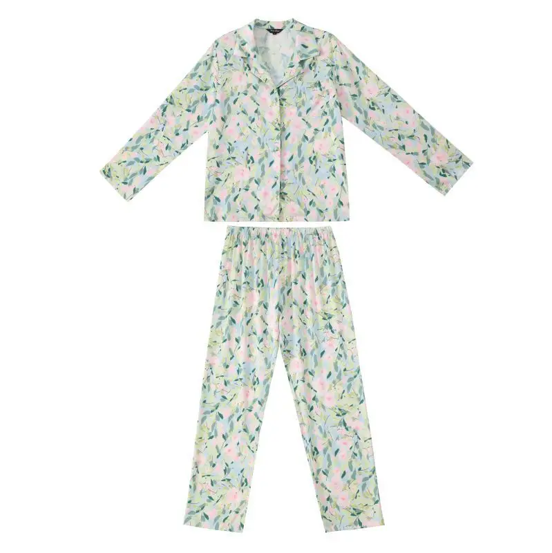 2022 new pajamas women's pastoral style floral ice silk homewear suit  pigiami donna pajamas for women