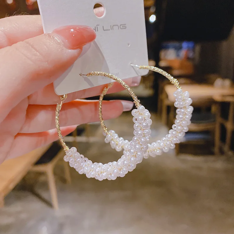 

S925 Silver Needle Exaggerated Hoop Earrings Feminine Temperament TikTok Net Red with The Same Earrings Vintage Fashion Earrings