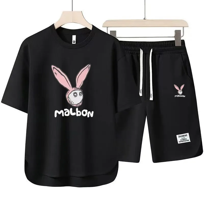 

New summer men's and women's sportswear cotton T-shirt and shorts set casual fitness sports two-piece golf clothing