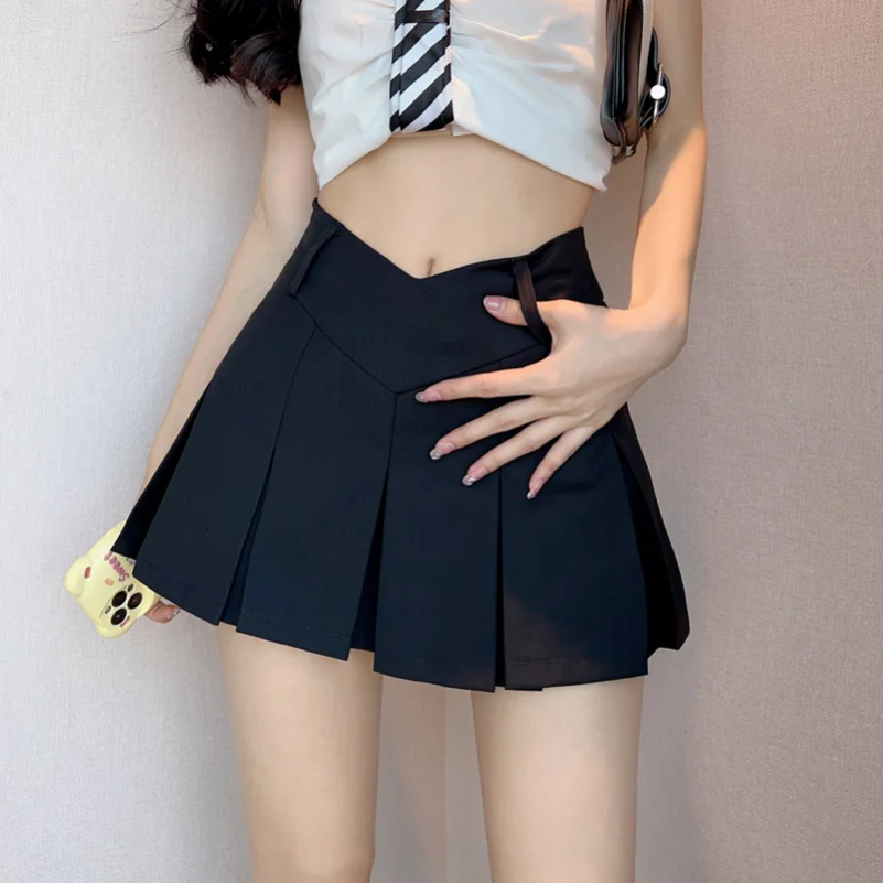 

Новая Винтажная серая мини-юбка, плиссированная Женская Милая юбка с высокой талией, корейская модная школьная форма, женская одежда в стиле Харадзюку