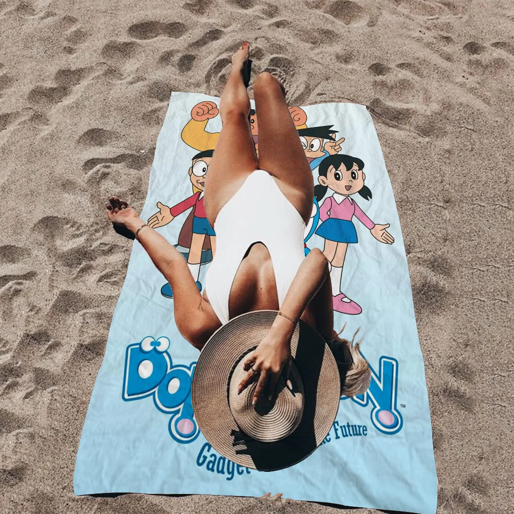 D-Doraemon Большие пляжные полотенца из микрофибры Быстросохнущее полотенце