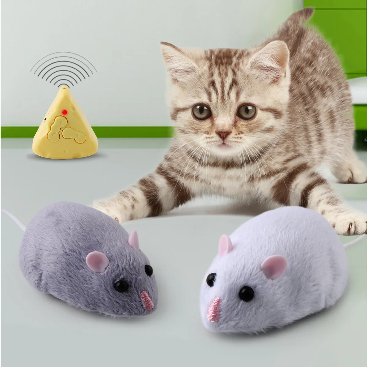 

Pet Wireless Electronic Remote Control Mouse Plush Mouse Toy Hot Flocking Simulation Toy Mouse Cat Dog Joke Horror Prank Pet Toy