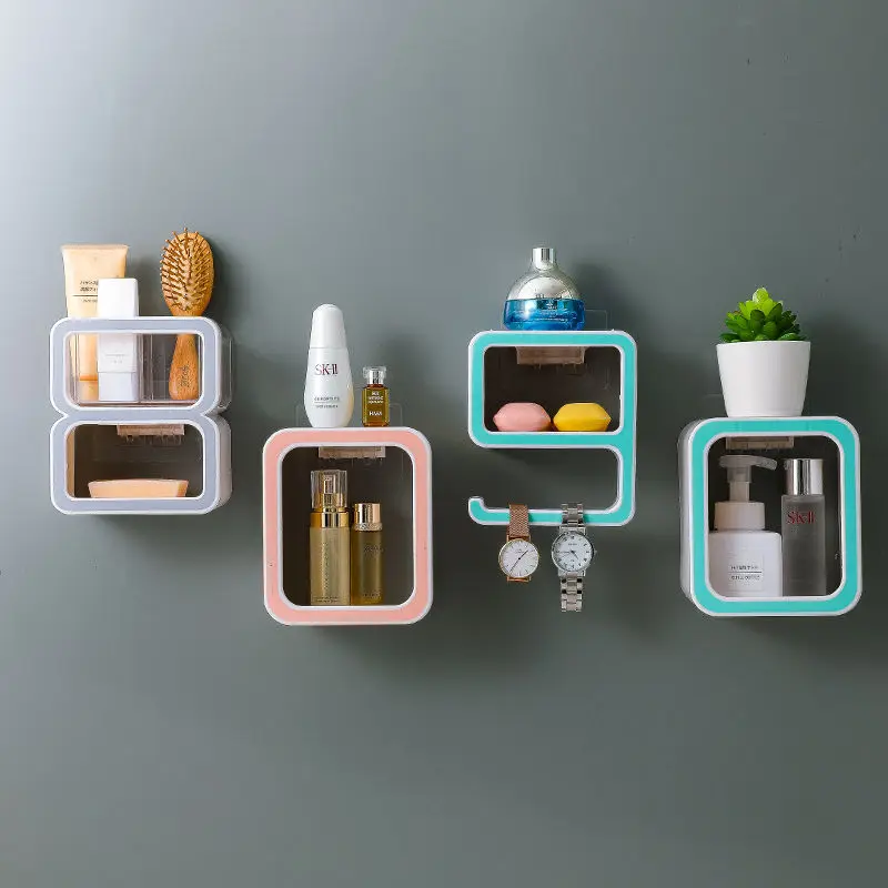 

Creative Digital Soap Box Wall Mounted Toilet Shelf No Perforation Bathroom Soap Rack Toilet Storage Box