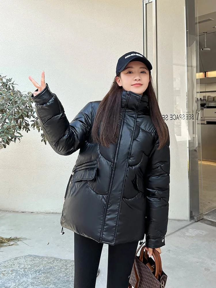 2022 Women's Winter Jacket Coats Thick Down Cotton Padded Short Coat Female Fashion Loose Casual Stand Collar Parkas