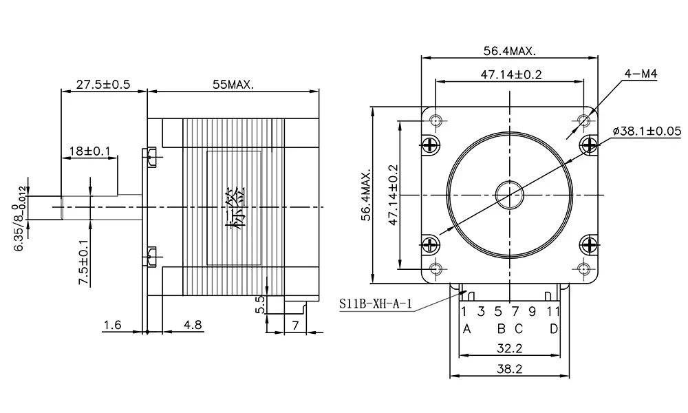 Nema23 23HS5628 4-проводной шаговый двигатель Nema 23 57 165 унций вход 56 мм 2 8 А 6 35 мм/8 Лазерная