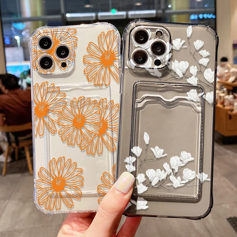 Фото Чехол-кошелек с цветочным узором для iPhone 17 Pro Max, Air 16e, 15, 13, 14, 11, 12, 16 Pro, 7, 8 Plus, SE, XR, XS с отделениями для карт №3