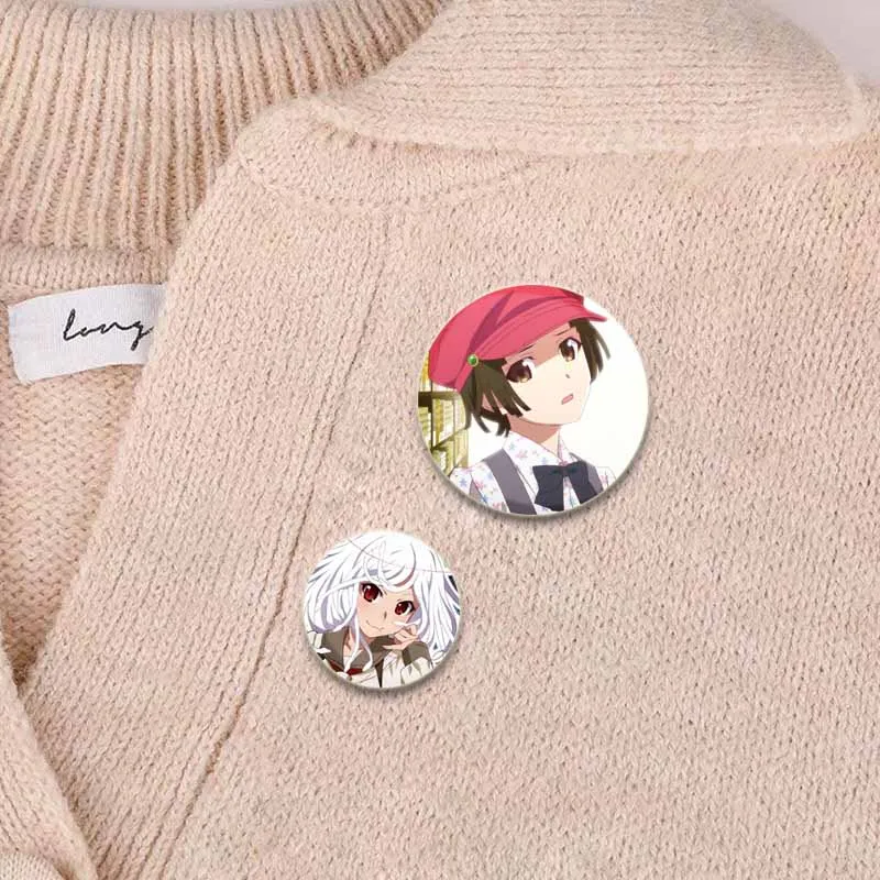 Фото Anime Monogatari Series:Off & Monster Season Pins Oshino Shinobu Ononoki Yotsugi Cartoon Badges Round Reative Gifts Brooches №3