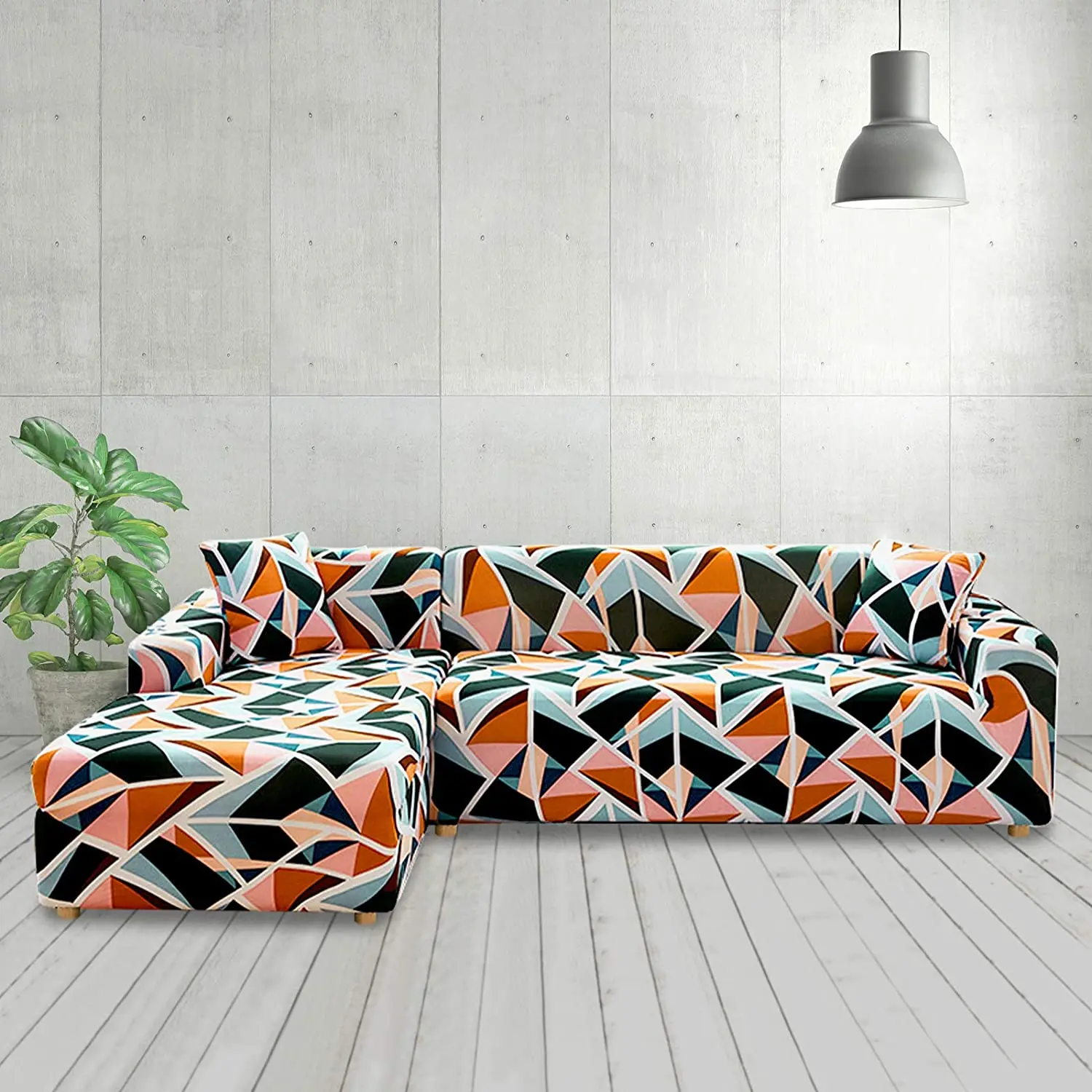 

Эластичный чехол для дивана с геометрическим рисунком, комбинация углов, необходимо купить чехол для дивана из 2 предметов, универсальный чехол для дивана в гостиную, 1-4