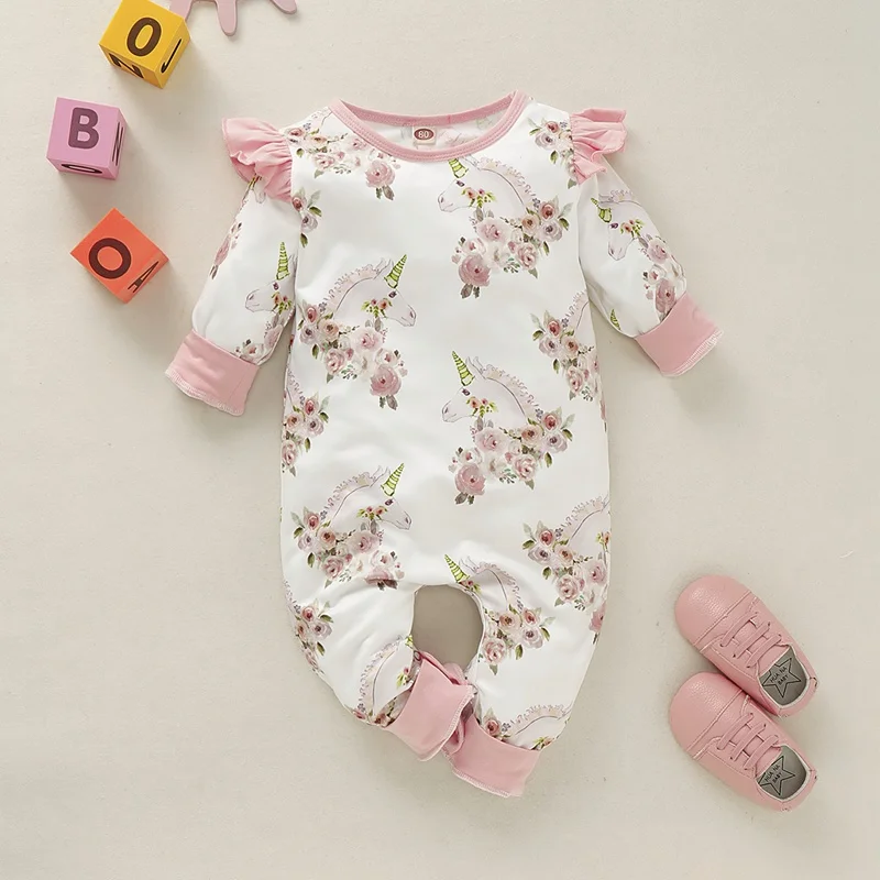 

Hibobi Newborn Baby Girls Cute Casual Floral Romper Infant Toddler Long Sleeve Jumpsuit Baby Clothes Spring Autumn