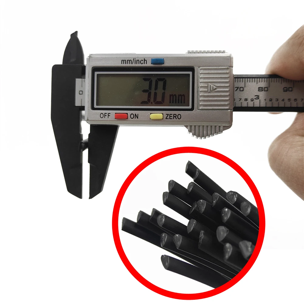 ПП Пластиковые сварочные прутки (3 мм) черные упаковка 200 мм/300 мм треугольной