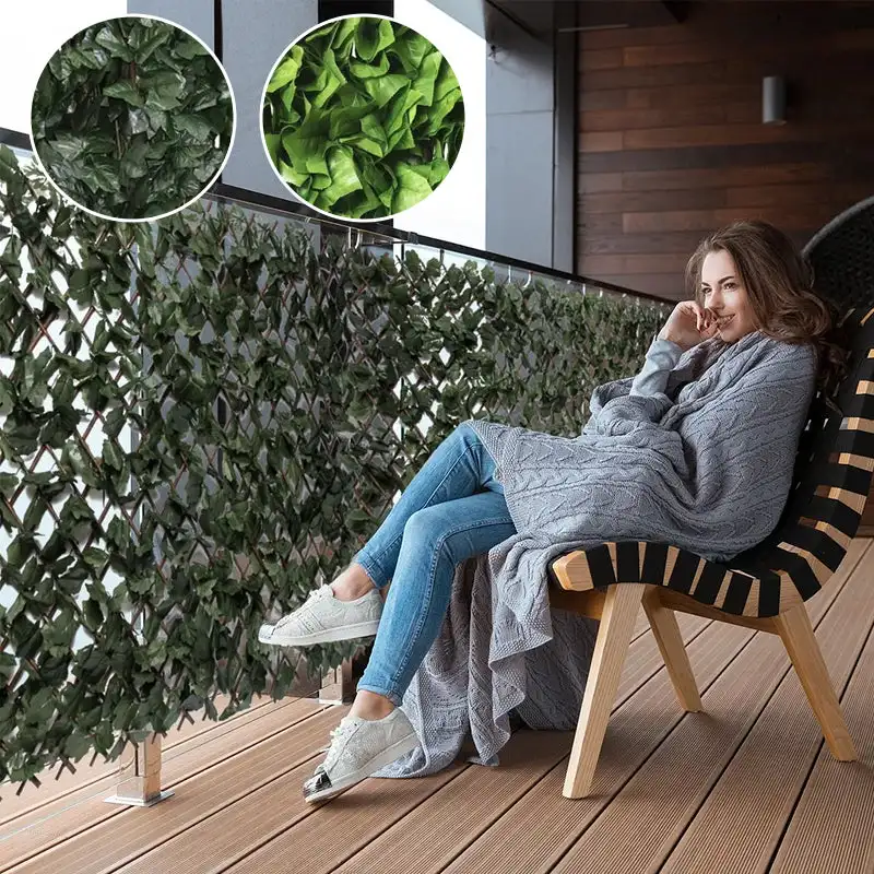 

Expandable Faux Privacy Fence Artificial Green Vines Indoor Outdoor Garden Faux Ivy Leaf Hedges Balcony Decoration Screen
