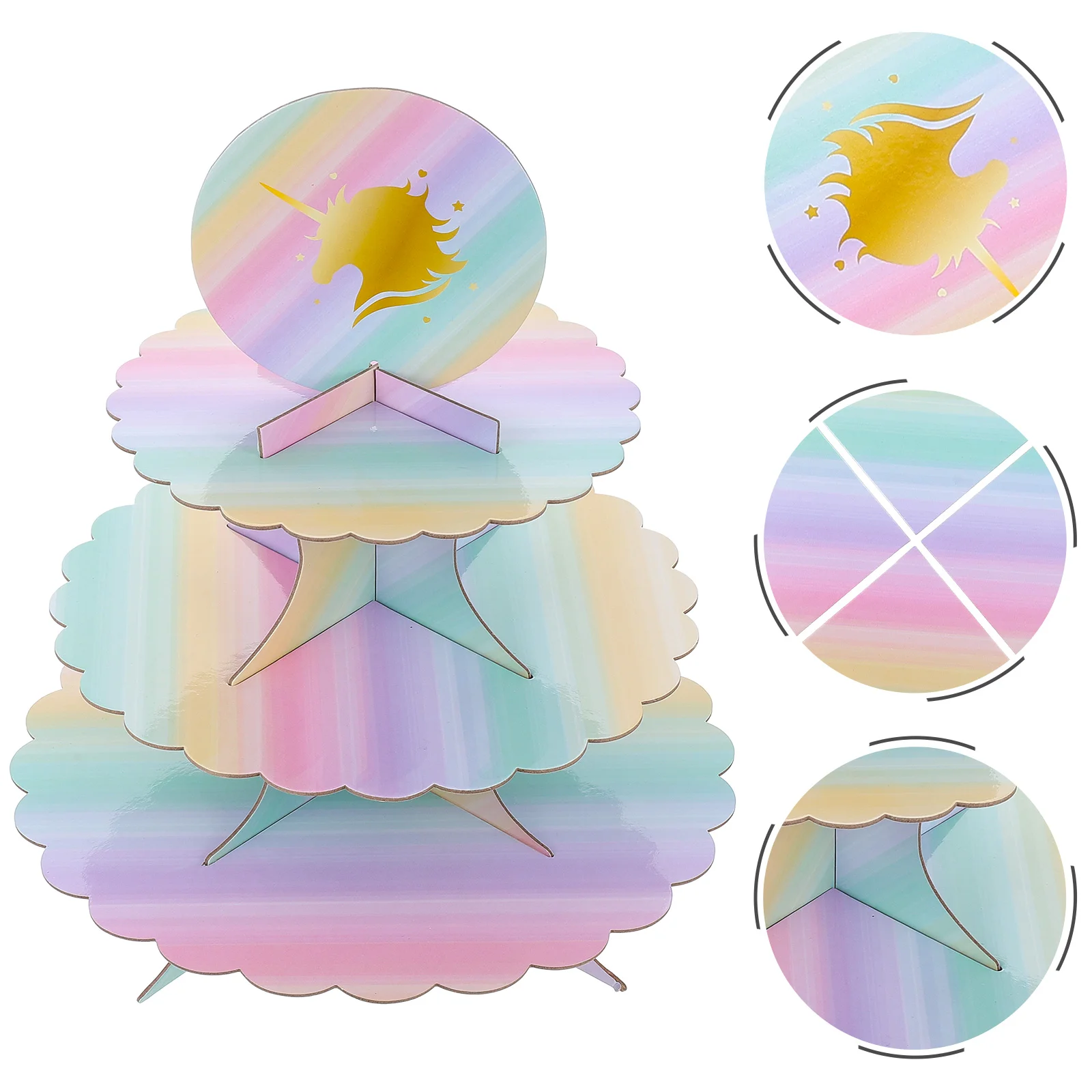 

Stand Cupcake Cake Dessert Party Tower Display Holder Cardboard 3 Tier Tea Three Tray Platter Layers Afternoon Stands Round