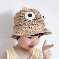 cute cartoon dinosaur kids boys girls sunhats bucket hat cap hollow out outdoor beach sunprotection summer children straw hat