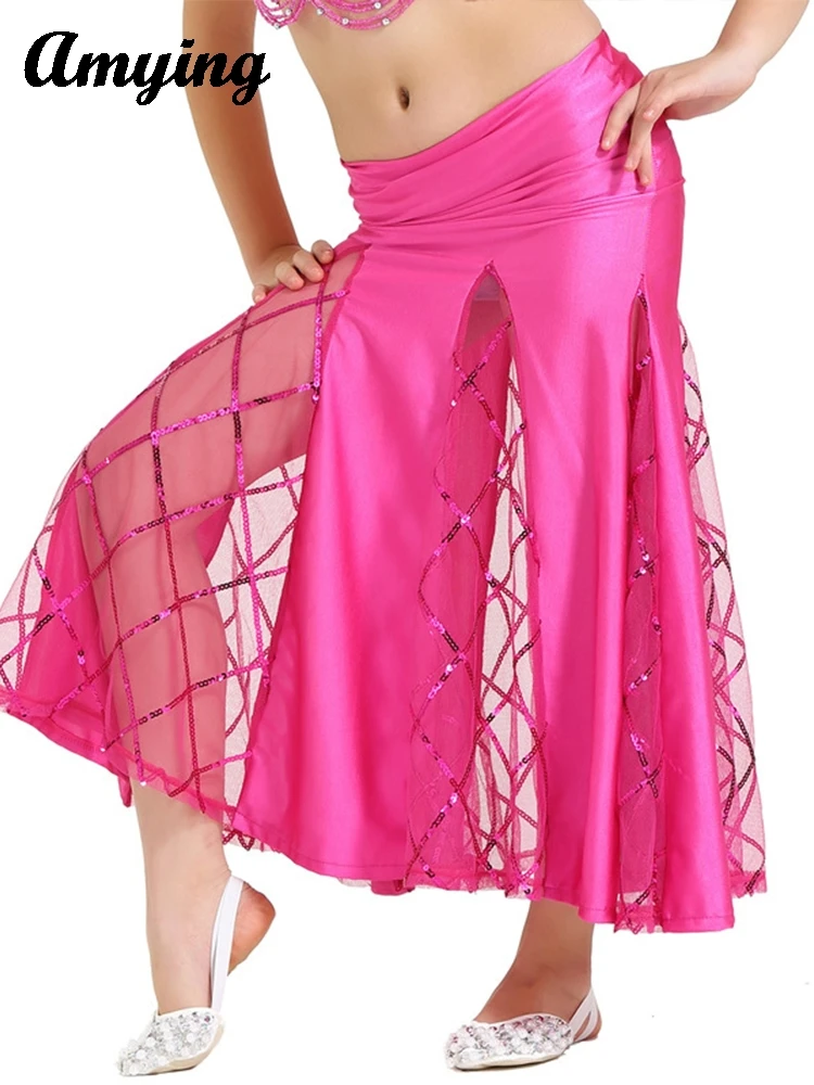 Детская юбка для танца живота детская танцевальная практика длинная с блестками