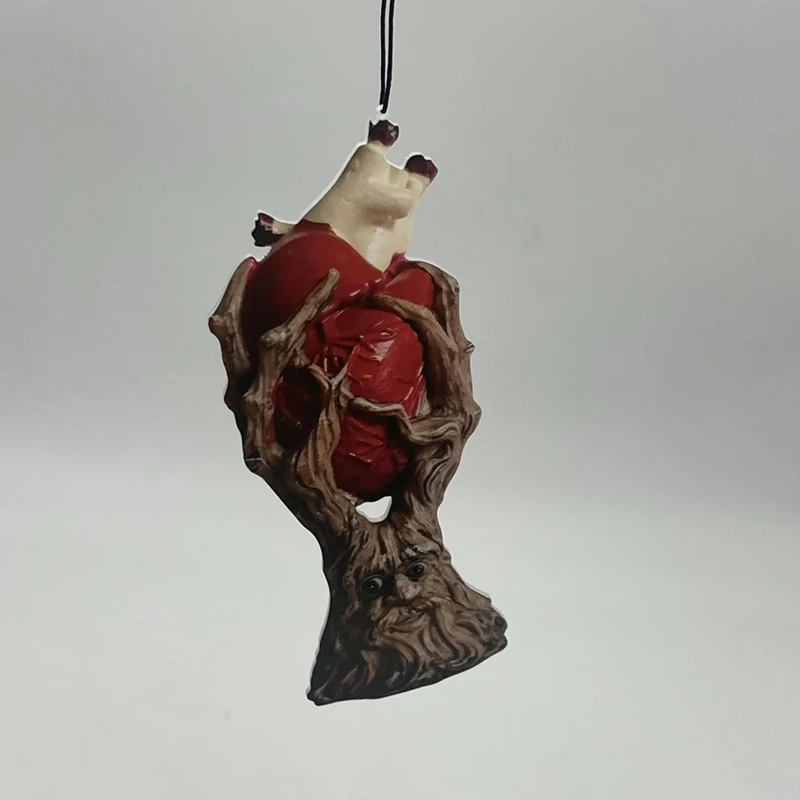 2PCS Halloween Heartroots Ornaments Red Anatomical Heart Tree Statue Craft Desktop Horror Decoration