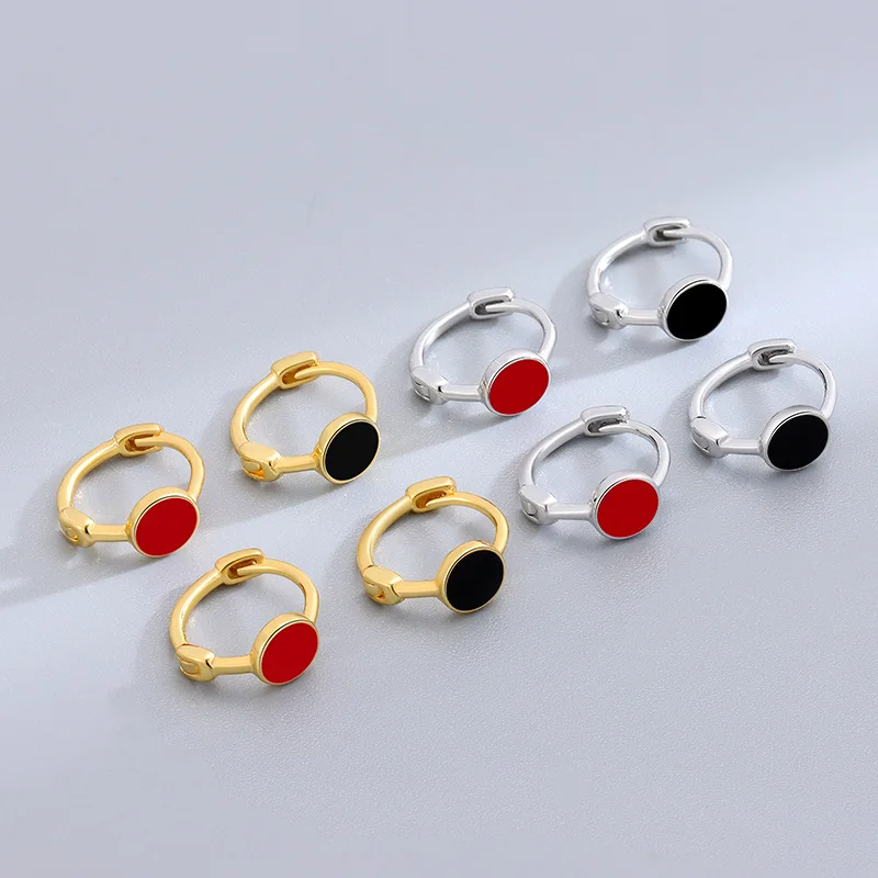 

Женские круглые серьги CANNER из стерлингового серебра 925 пробы, с красным/черным капающим маслом, японские и корейские серьги Plata 925