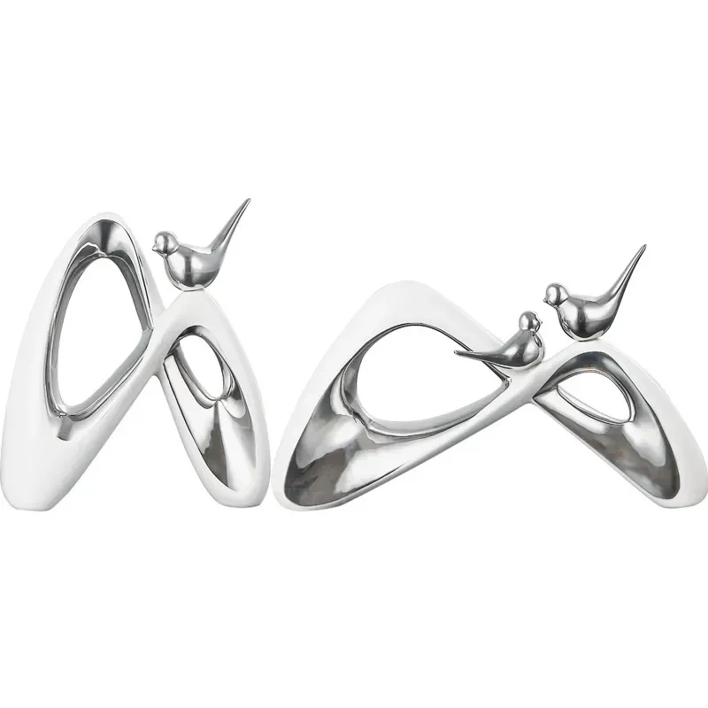 Керамические фигурки птиц в скандинавском стиле настольные миниатюры белого и