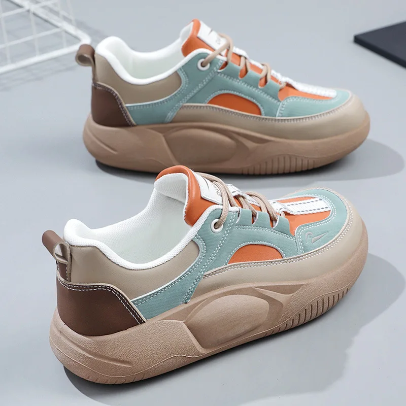 Women's shoes 2023 new casual shoes increase color match comfortable Korean version of tide shoes women low top sneakers