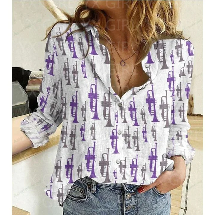 Женская рубашка с принтом трубы Повседневная 3D на пуговицах уникальная одежда