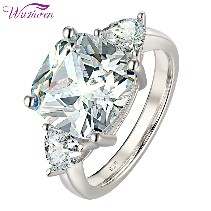 

Wuziwen Women's Perfect Cushion Pear Cut Wedding Engagement Ring 925 Sterling Silver AAAAA CZ Luxury Jewelry