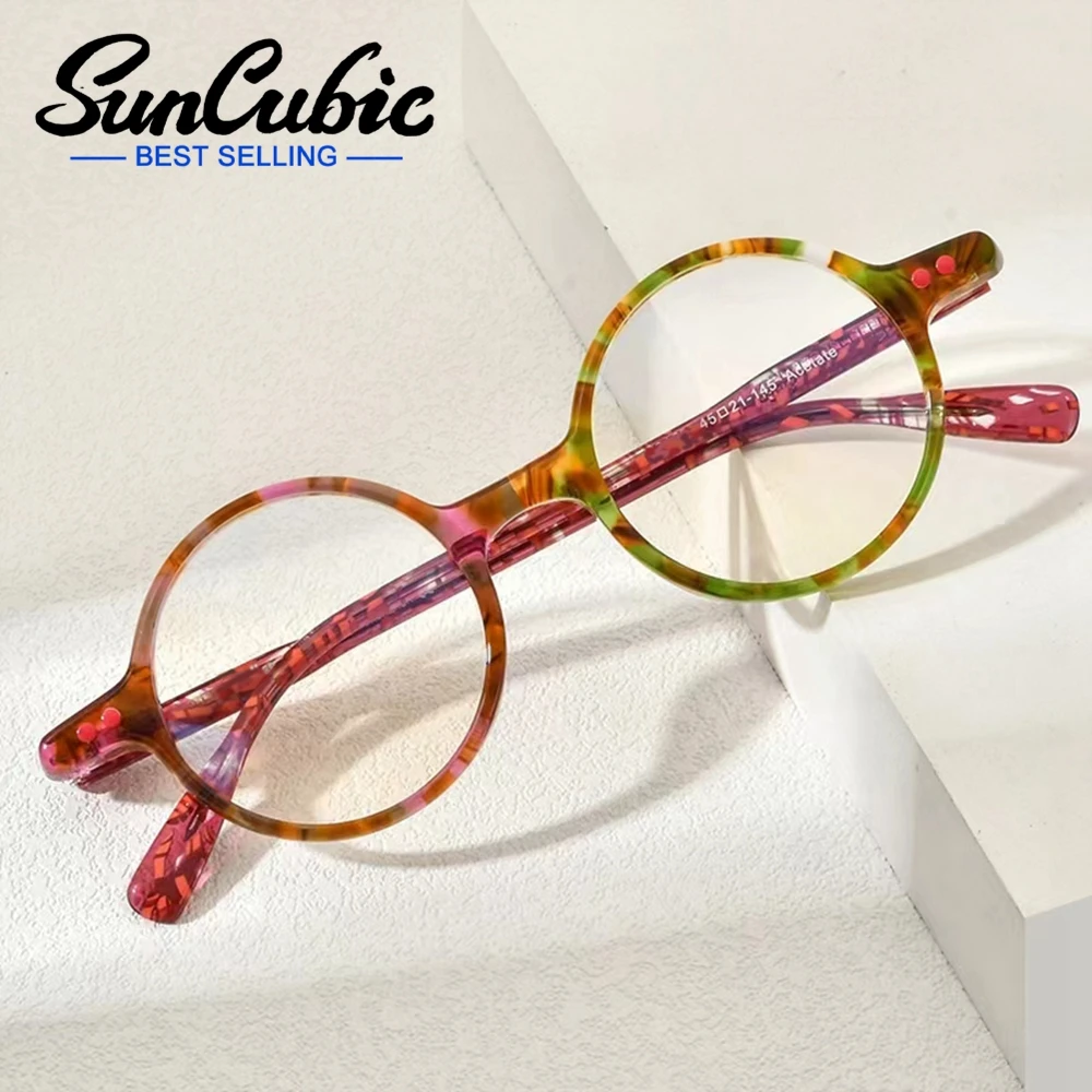 

SunCubic Acetate Optical Glasses Frame Men Women Retro Round Myopia Prescription Eyeglasses Vintage Eyewear JS6301