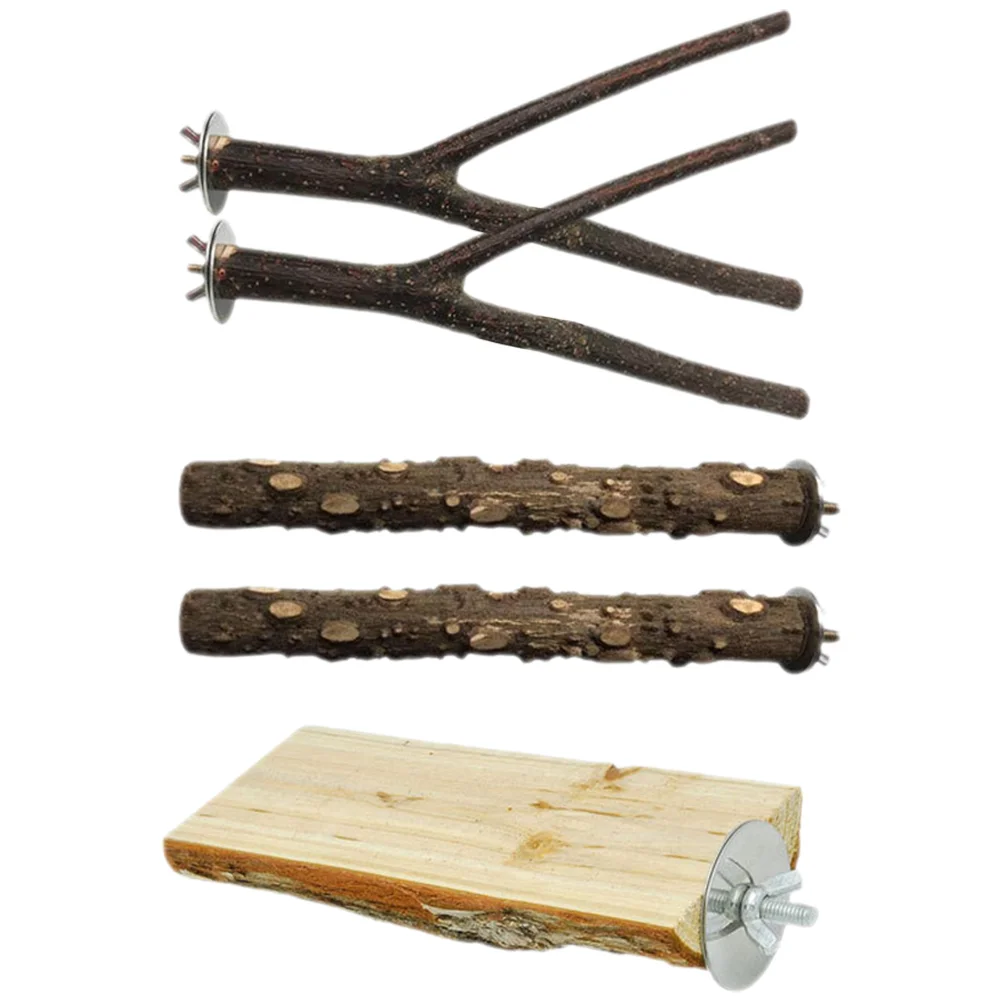 

5 Pcs Parrot Perch Platform Bird Stand Cage Branch Perches Large Birds Parakeet