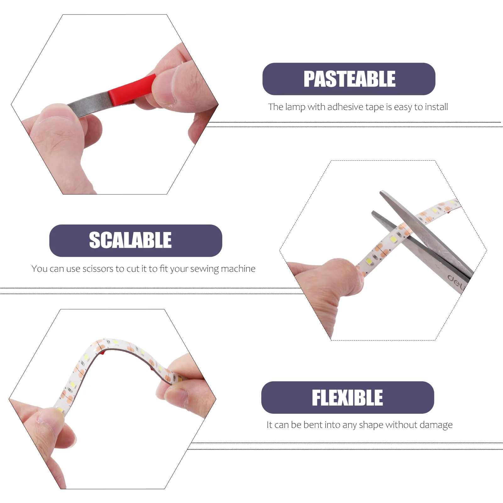 

Portable Sewing Machine LED Sewing Light Ribbons Self Adhesive Strips Lamp Clamp Lights Machine Portable Work