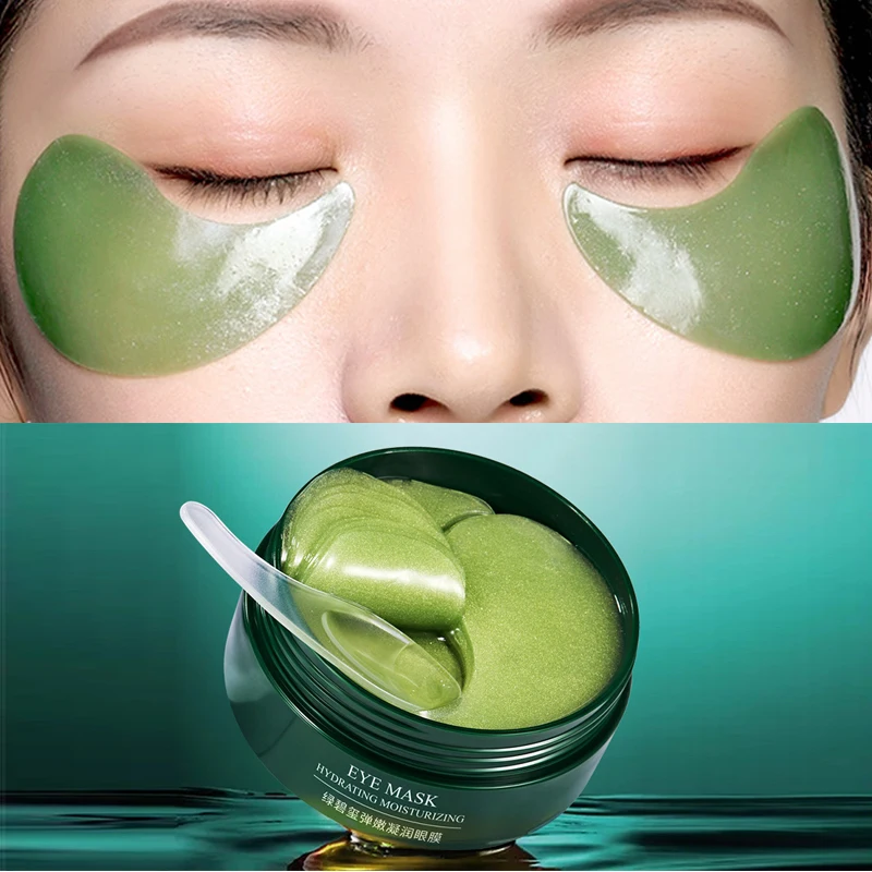 60pcs green tourmaline Hydrogel Eye Patches with Deep Sea Algae Extract Bioaqua Hydrating Moisturizing Eye Mask free shipping