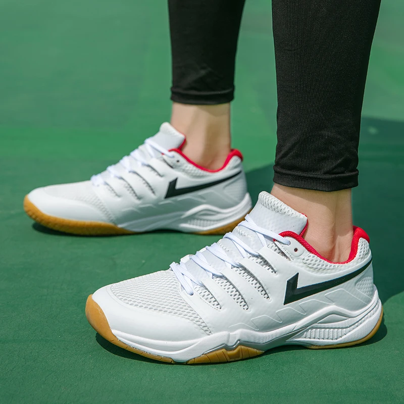 JIEMIAO Large Size Men Profession Tennis Shoes Quality Mesh Breathable Outdoor Tennis Badminton Sport Training Sneakers 36-46