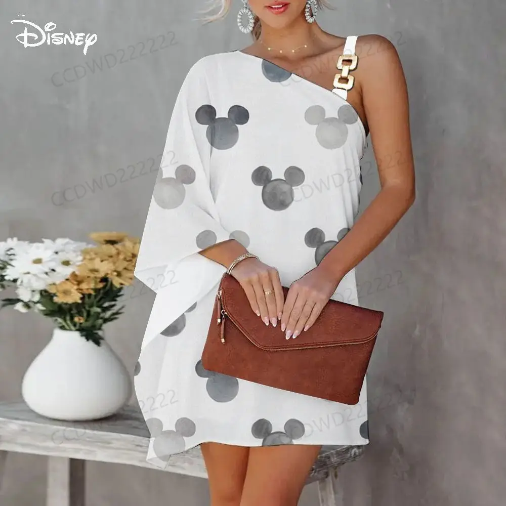 Disney Dress Minnie Mouse One-Shoulder Evening Dresses Diagonal Collar Mickey Elegant Women Party Luxury Prom 2023 Sexy Collar