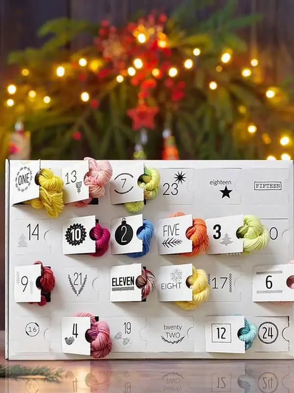 Рождественский адвент-календарь из шерстяной пряжи на 2024 год 24-дневный