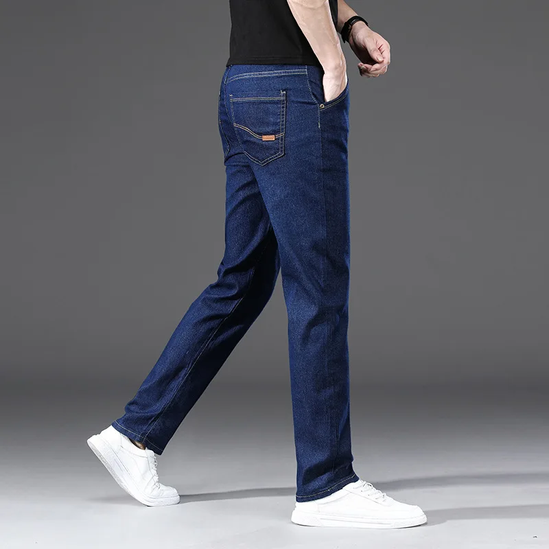 New Summer Thin Fashion Brand Men's Jeans Men Straight Tube Loose Stretch Slim Black Casual Long Pants Fashion Black Jeans