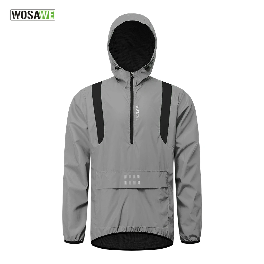 

WOSAWE Full Reflective Cycling Jacket Hooded Windbreaker Windproof Waterproof MTB Bicycle Clothes Wind Coat Road Bike Ride Tops