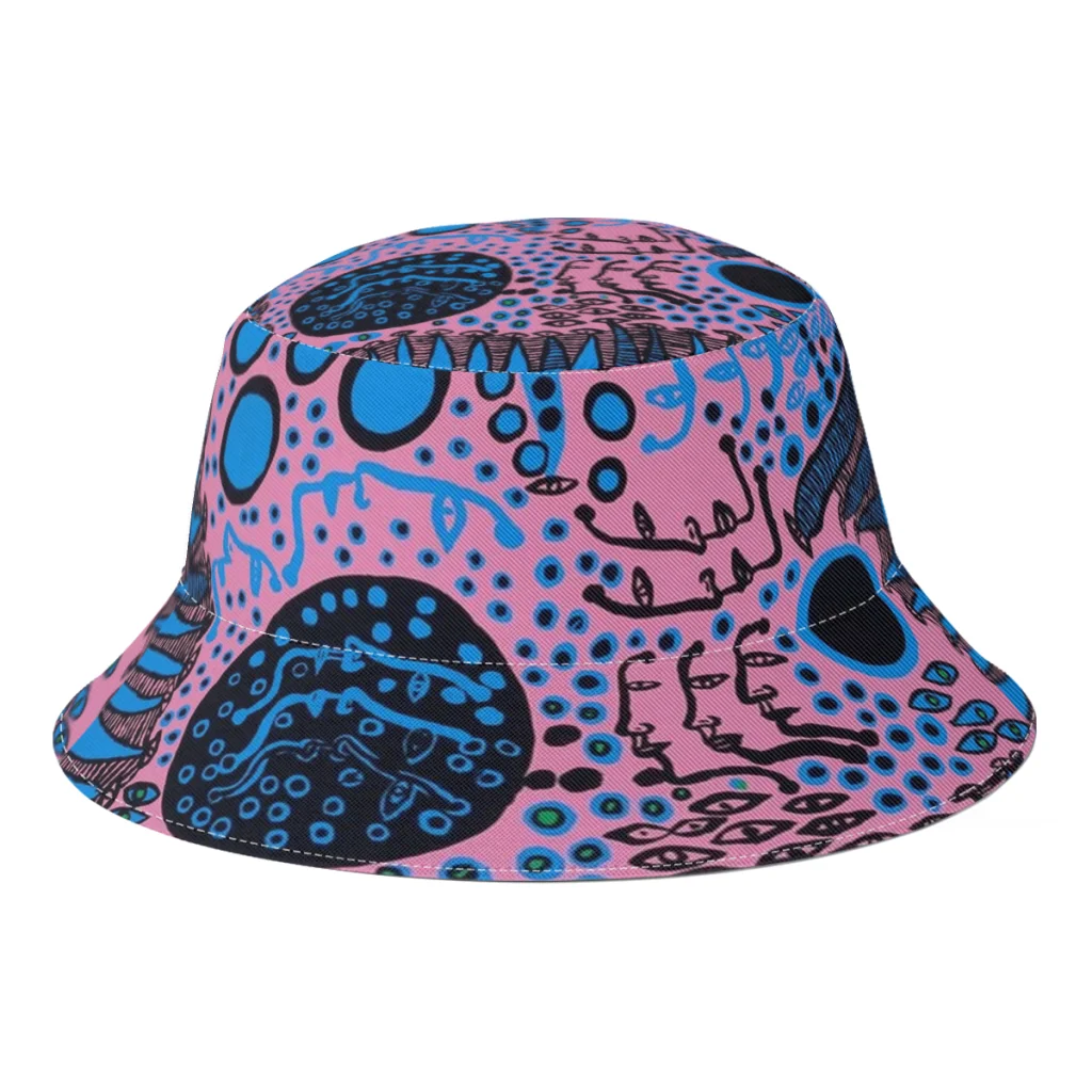 

New Summer Yayoi Kusama Violet Art Bucket Hat for Women Men Abstract Dots Pop Art Streetwear Foldable Bob Fishing Hat Sun Cap