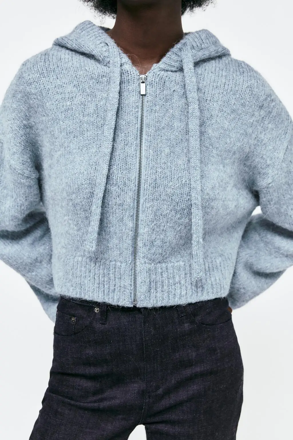 

Осень-зима 2022, новый однотонный вязаный кардиган на молнии с длинными рукавами в европейском и американском стиле, свитер