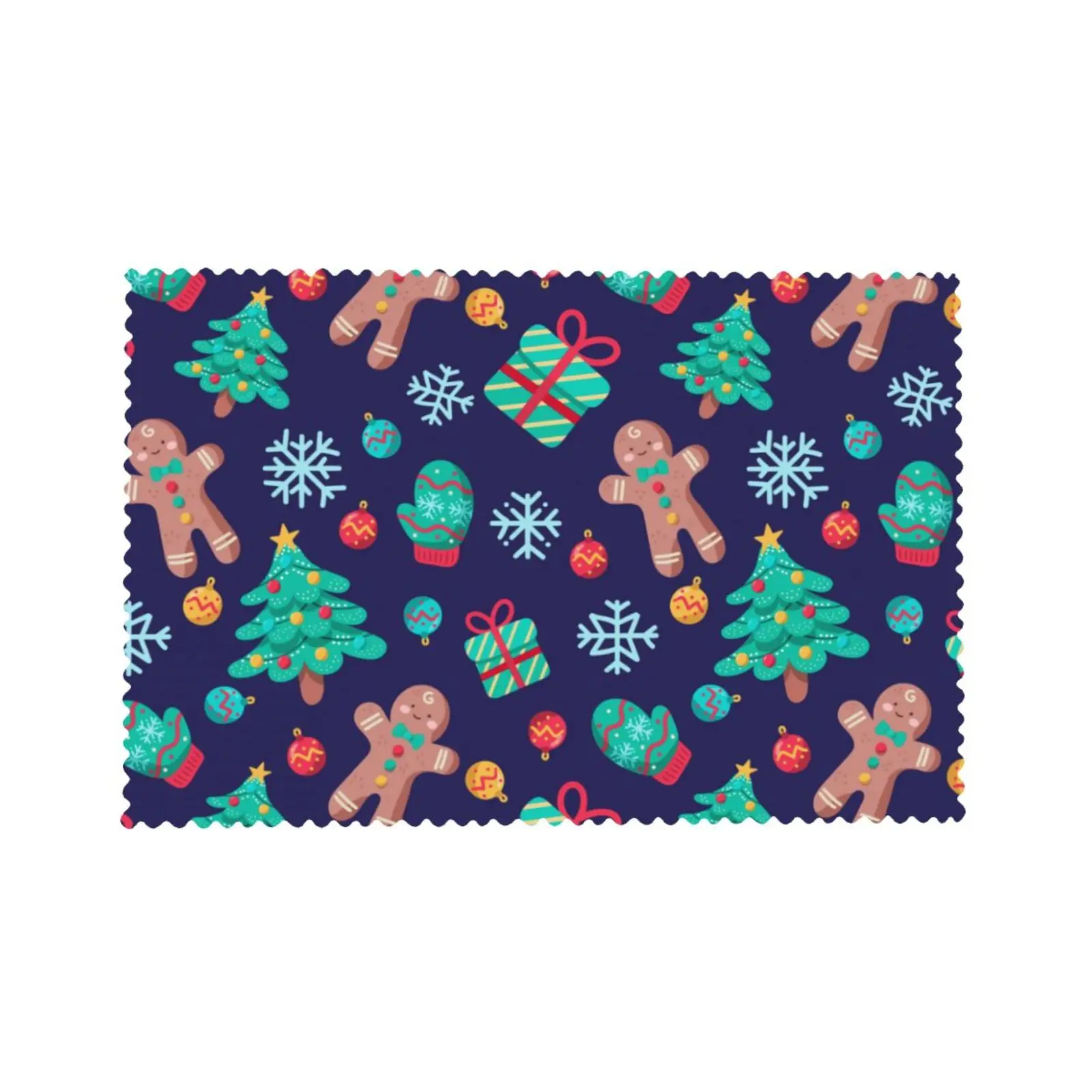 

Christmas Navy Blue Set of 4 Placemat for Dining Table Polyester Christmas Single Side Printed 12x18 Inch Strong Heat Resistance