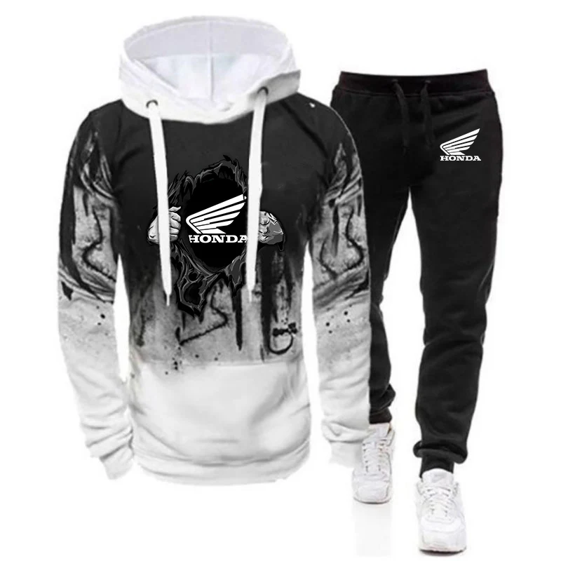 

2022 New Men Spring Hoodies Honda Printing Sweatpants Male Comfortable Cotton Trousers Sport Suit Fashion Set clothes