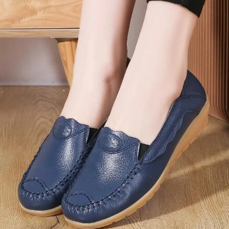 

New Women Loafers Patches Stitching Flat Shoes Woman Summer Flats Soft Genuine Leather Moccasins Loafers Shoes zapatos de mujer
