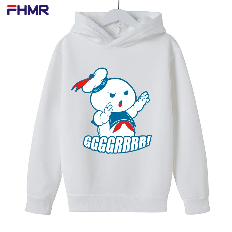 

Spring New Ghostbusters Hoodies Boys Girls Pullover For Teens Solid White Cotton Soft Quality 4 5 6 7 8 9 10 11 12 13 14 Y