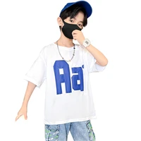summer 2022 new cool kids boy casual tops letter print pattern childrens t shirt short sleeve toddler tees teenage 4 to 14years