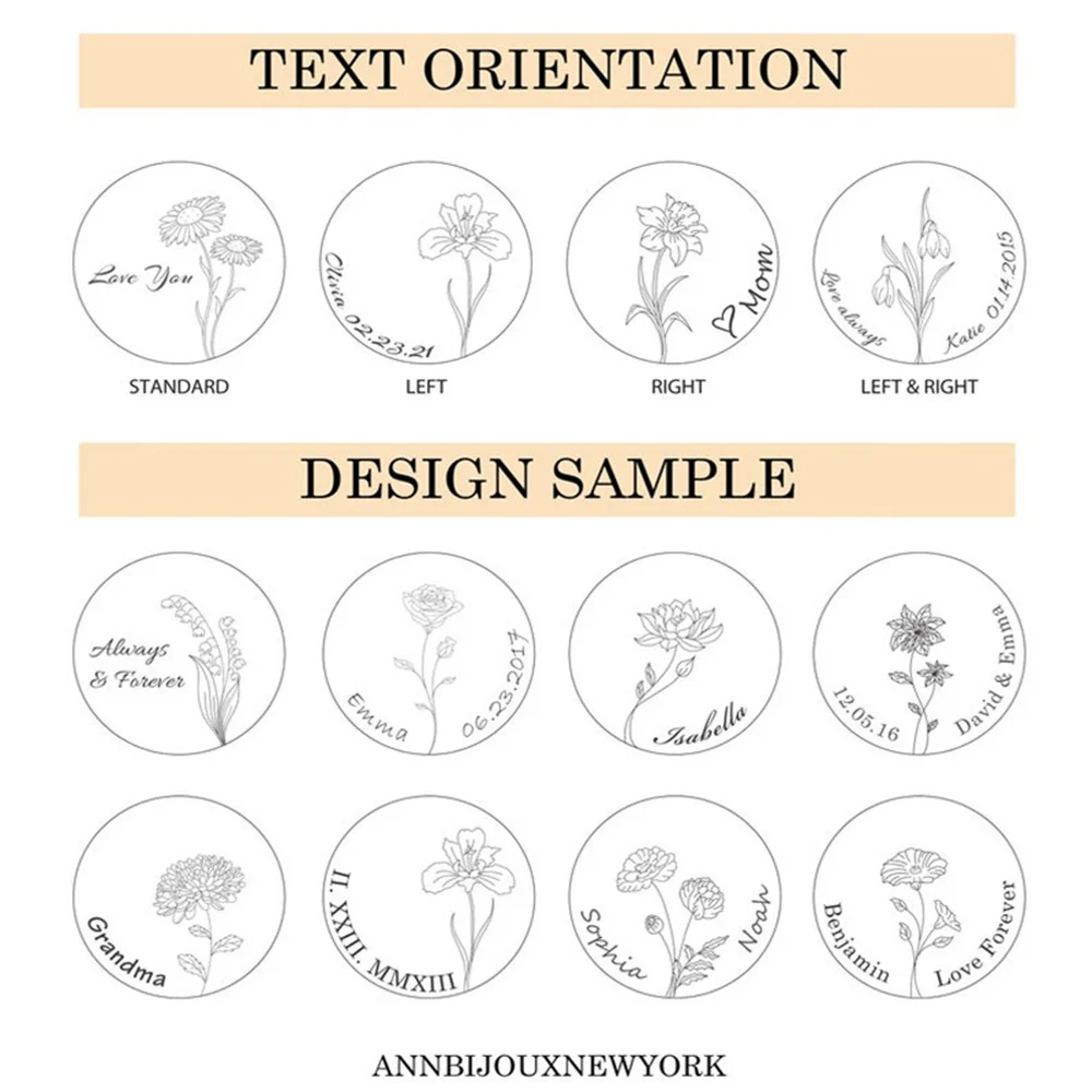 Personalized Women's Birth Flower Necklace Laser Engraved Name  Birth Moon Mom Necklace Stainless Steel Mom Birthday Gift