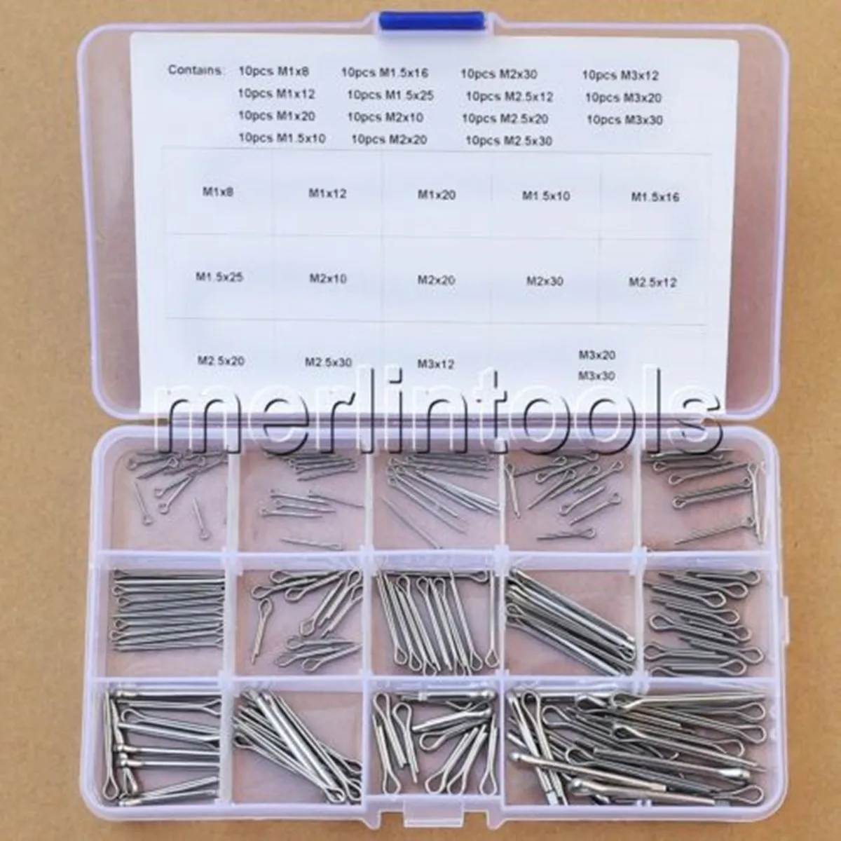 

150Pcs 15 Kinds 304 Stainless Steel Split-Cotter Pins Kit 1mm 2mm 3mm