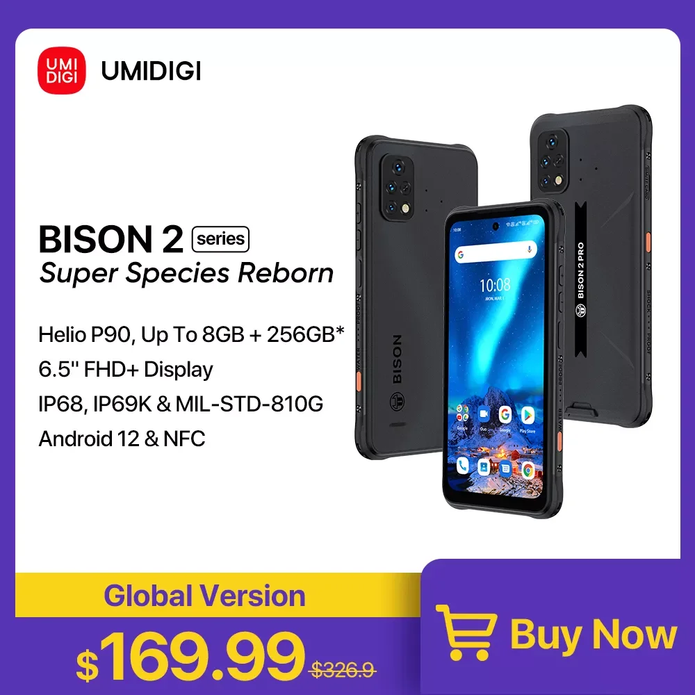 

NEW2023 [In Stock] 2 Rugged Phone, Android 12 Smartphone, 128GB 256GB Helio P90, 48MP Camera, 6.5" FHD+ 6150mAh Cellphone