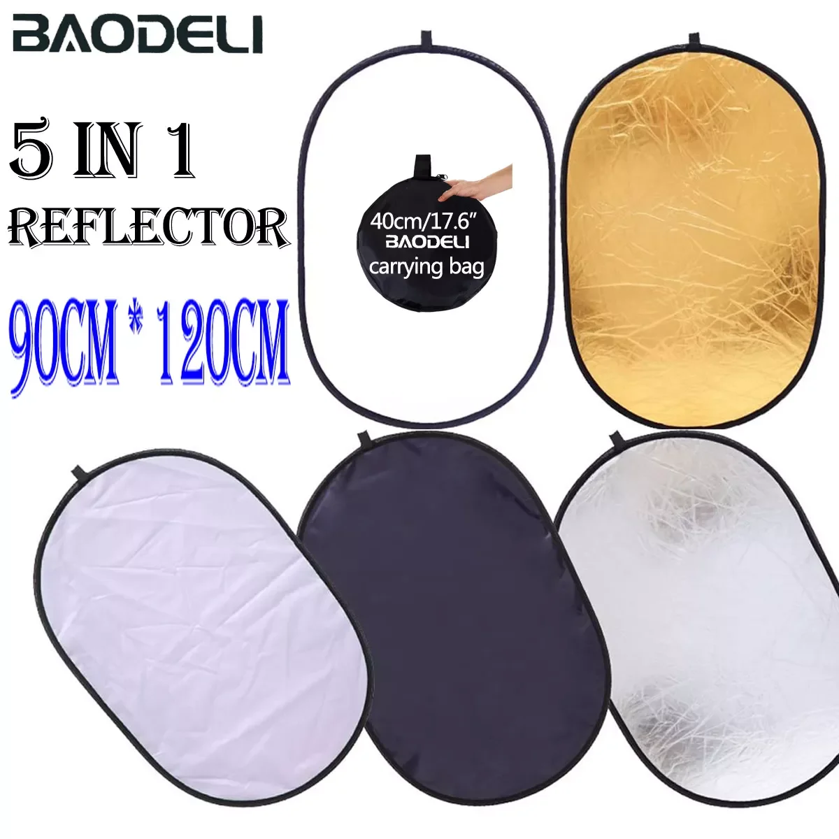 

90x120cm 5 in 1 Portable Collapsible Light Oval Photography Reflector for Studio Multi Photo Outdoor studio reflector